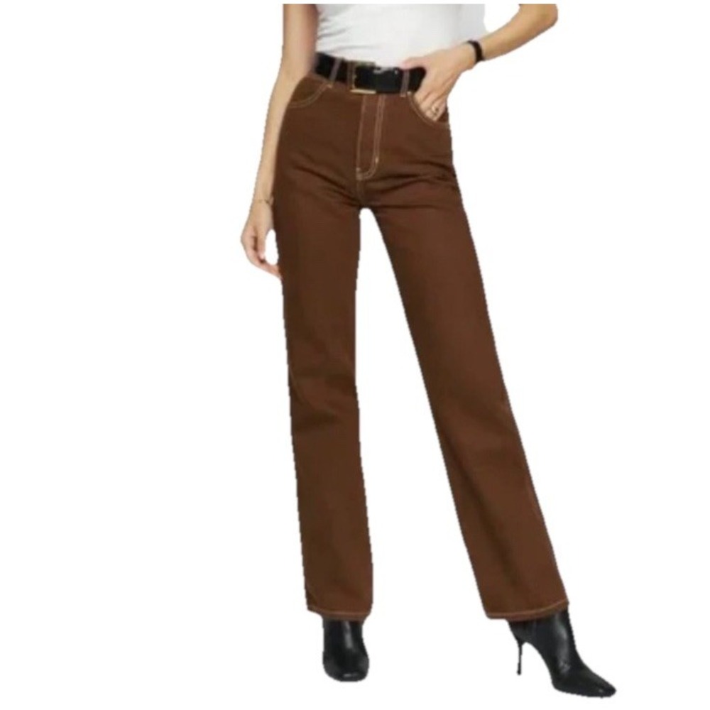 Reformation Cowboy High Rise Straight Jeans Women's Size 26x28 Chocolate Brown